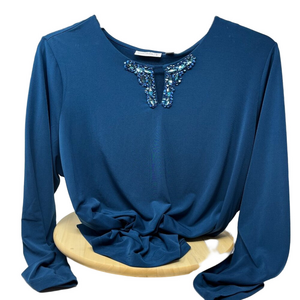 Susan Graver Liquid Knit Top W/Keyhole Embellishments size 1X(18W-20W)